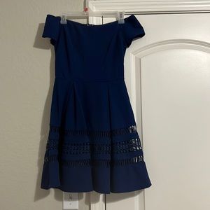 Navy off the shoulder dress